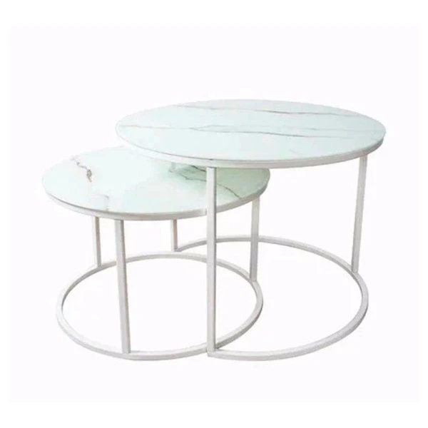 Комплект столов Матрешка белый металл/стекло (33*51*51см+43*61*61см) (1)