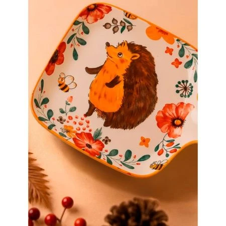 Блюдо 22,5*16*3см фарфор Kawaii Forest. Hedgehog (9/36)