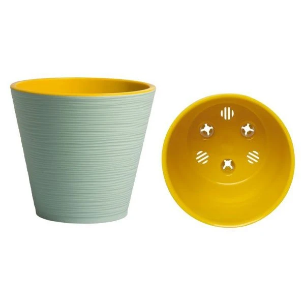 Горшок цветочный 3,7л 20см пластик КОНУС с вкладкой мятный (16)