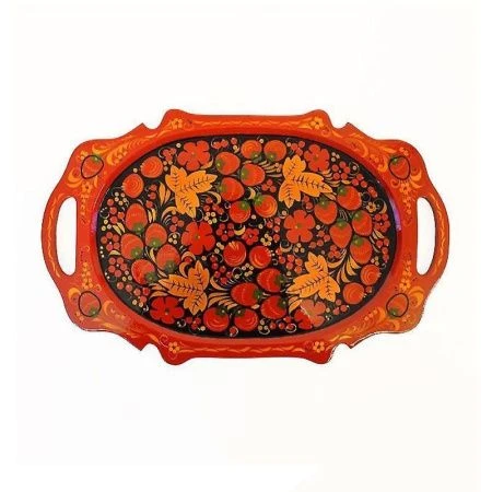 Поднос 41*25см (+/-2см) дерево овальный с хохломской росписью (1)