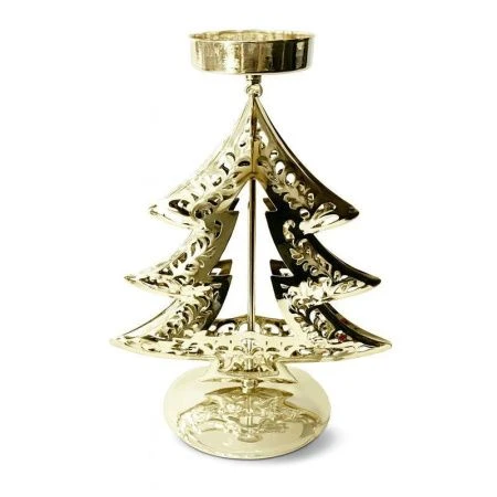 Подсвечник новогодний ЕЛКА 17*13*8см металл лимонное золото LF-DA248GT3/JC-16332 (240)