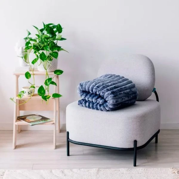 Плед 200*220см велсофт 300GSM полоска 2,5мм синий JC-17911 (10)