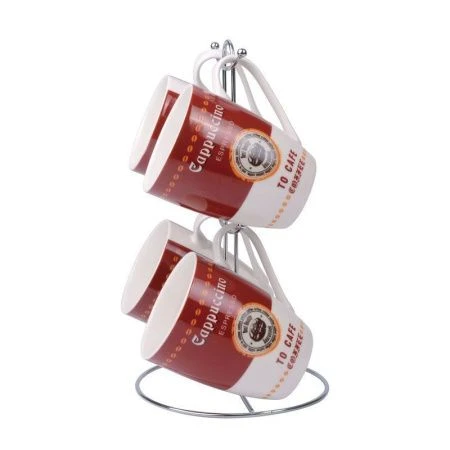 Кружки набор 4шт 360мл керамика на мет.подставке 17119-4MS (6)