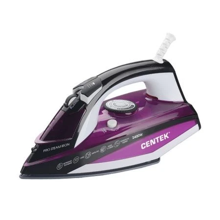 Утюг пластик Centek CT-2344 фиолетовый 2400Вт 330мл, керам.подошва, паровой удар, самоочистка,  (6)