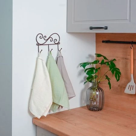 Вешалка 3 крючка настенная 20*4*13см металл КРУЖЕВА коричневая (10)