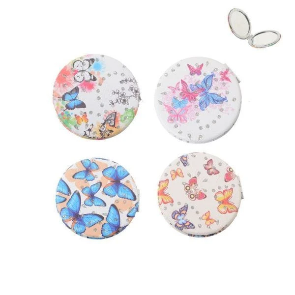 Зеркало карманное 7см металл/кожзам GT352 (50/300)