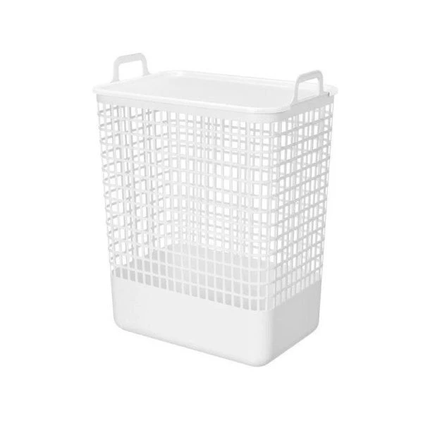 Корзина для белья 35л 380*262*500мм пластик КОВО с крышкой  белая (7)