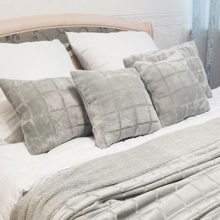 Плед 150*200см фланель ДомВелл рис. Клетка серая