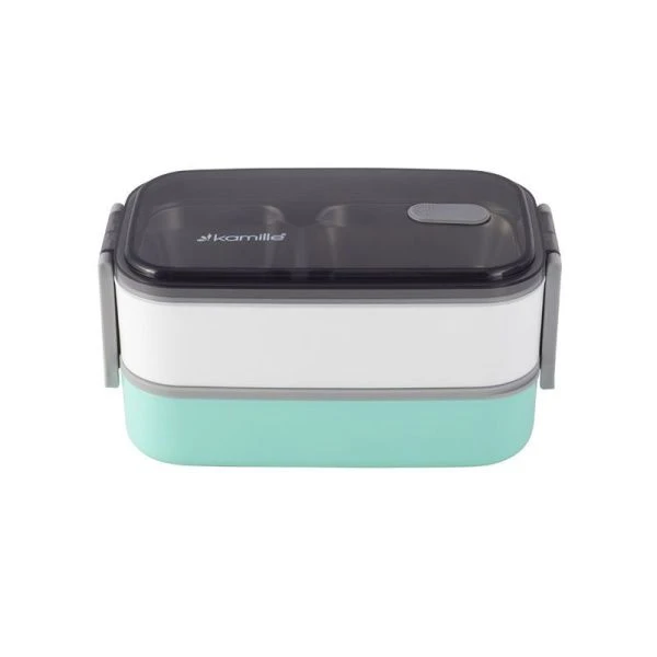 Ланч-бокс 2-х секционный 1,4л нерж.сталь/пластик салатовый, розовый, арт.2134 (36)