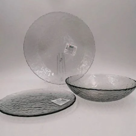 Тарелки мелкие набор 12пр (d190мм, 190мм, 240мм) стекло ГРЕЙ (1)