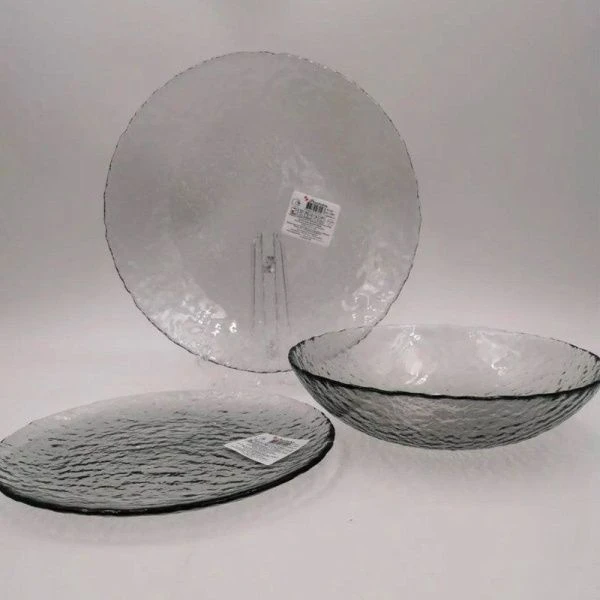 Тарелки мелкие набор 12пр (d190мм, 190мм, 240мм) стекло ГРЕЙ (1)