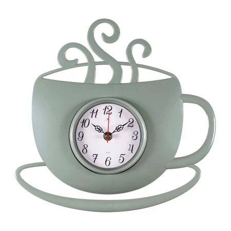 Часы настенные 31,5*30,5см пластик РУБИН Чашка с дымком оливковый (10)