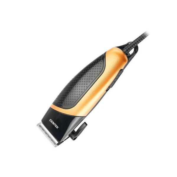 Машинка для стрижки пластик Centek CT-2103 черный/желтый 12Вт,4насад.,эргоном дизайн(24)