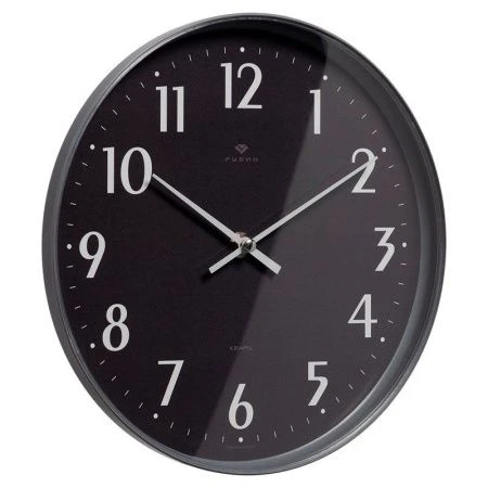 Часы настенные 25см пластик РУБИН Классика серый (10)