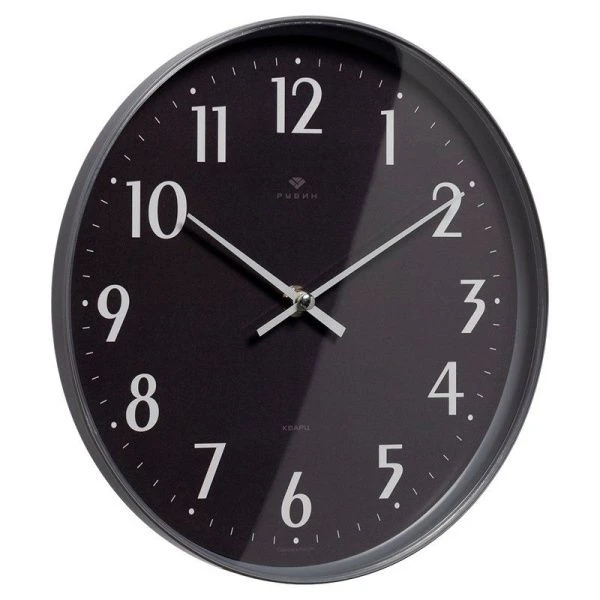 Часы настенные 25см пластик РУБИН Классика серый (10)