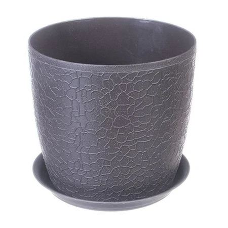 Кашпо 2,3л d160мм пластик ВЕРОНА Графитовый с подставкой d220мм (20)