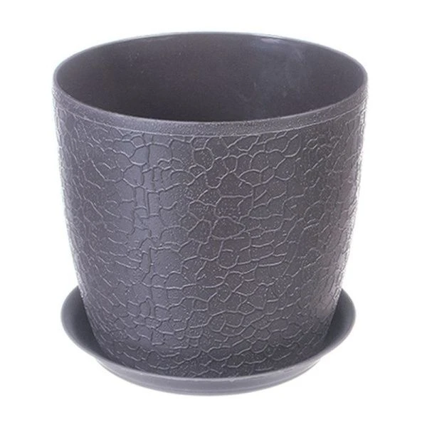 Кашпо 2,3л d160мм пластик ВЕРОНА Графитовый с подставкой d220мм (20)