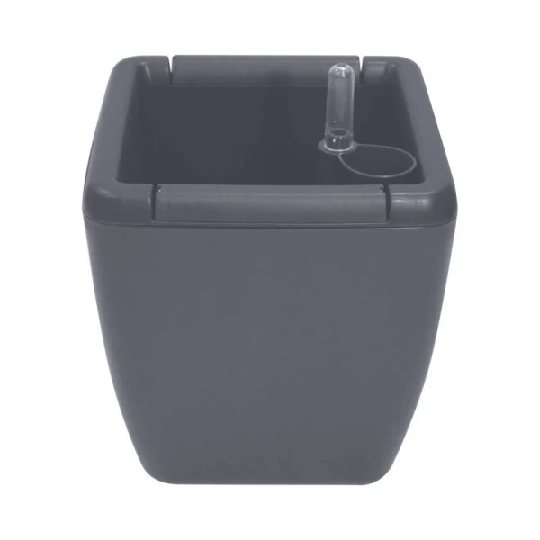 Горшок для цветов 20л пластик Munchen с вставкой 8л квадратный с автополивом вулканический серый (6)