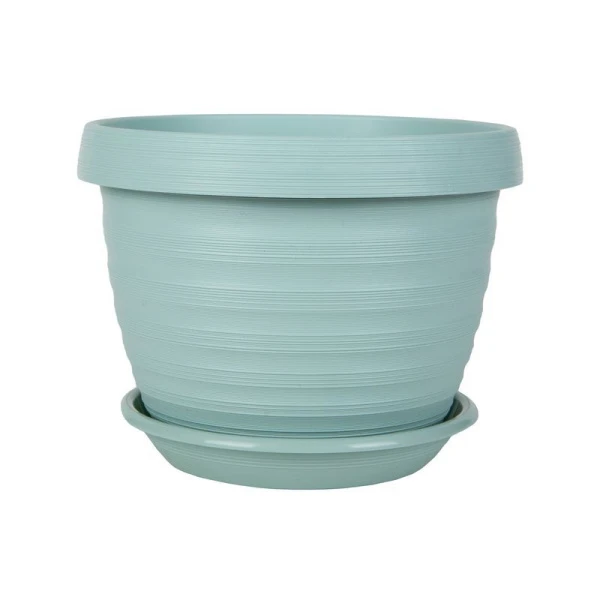 Горшок цветочный 4,5л d24см пластик ТОЛЕДО мята с поддоном (17)