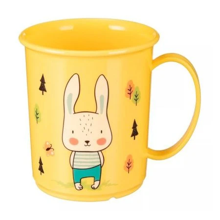 Кружка детская 180мл пластик с декором желтая (18)