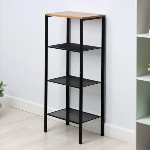 Стеллаж 4 полки 47*30*114см металл ТОРОНТО 14 каркас черный, верхняя полка ЛДСП (1)