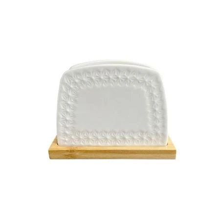 Салфетница 11,5*5*8см керамика СНЕЖНАЯ КОРОЛЕВА на бамбуковой подставке квадрат S880408ZJ-A (48)