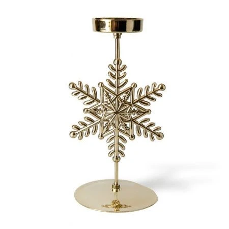 Подсвечник новогодний СНЕЖИНКА 17*9*8см металл лимонное золото LF-DA482GT3/JC-16334 (240)
