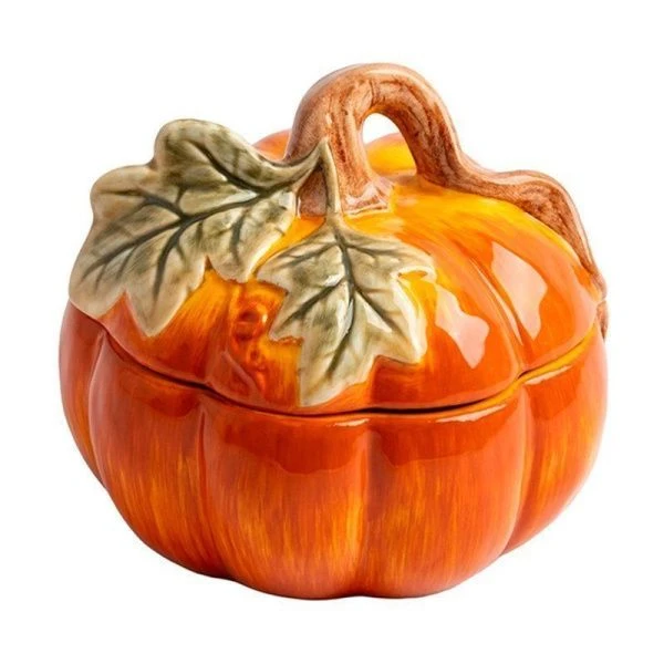 Емкость для хранения 520мл 13*12см керамика Тыква оранжево-зеленая ANLAF-FDWS-031224-7