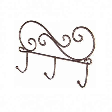 Вешалка 3 крючка настенная металл Кружева медный антик 20*4*13см (10)