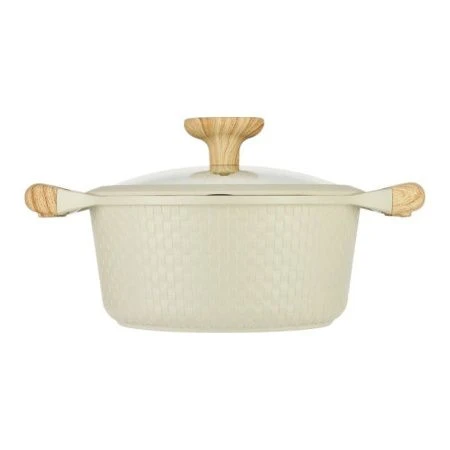 Кастрюля 2,4л h9,4см алюминий АП RAN со стекл.крышкой и силик.ободком 20см индукция бежевая (6)