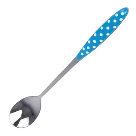 Ложка коктейльная металл ГОРОХ голубая 0354-016/JC-9723 (600)