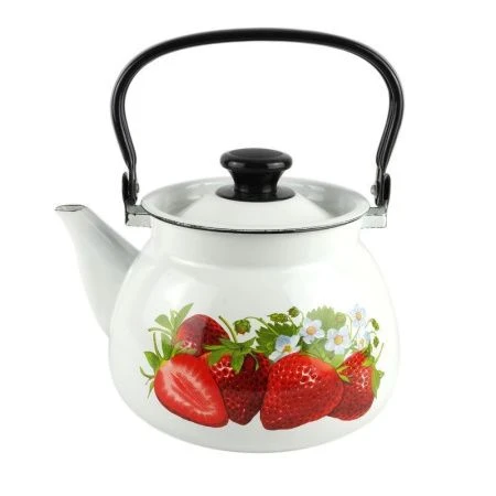 Чайник 3л эмаль белый с декором сферический 42104-122/6са (10)