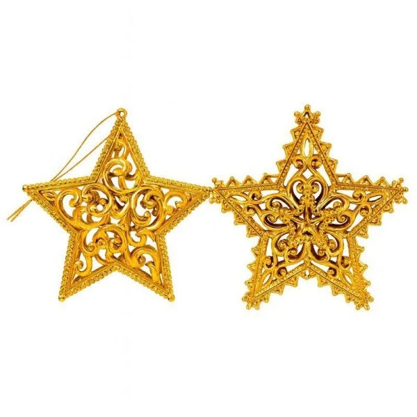 Игрушка новогодняя на елку ЗВЕЗДА 12*12см лимонное золото LF-7566G/JC-16272 (720)