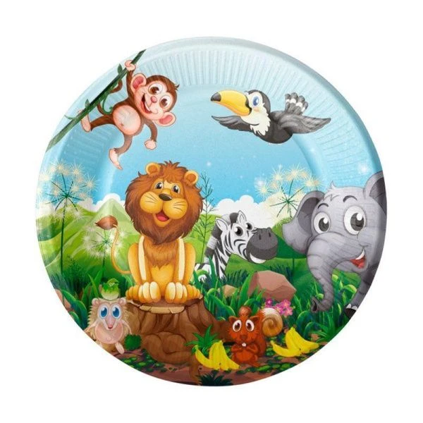 Тарелка бумажная 18см (набор 6шт.) Звери
