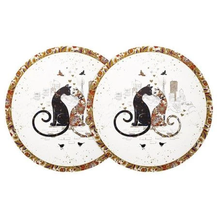 Салфетки сервировочные набор 2шт 38см пластик ПАРИЖСКИЕ КОТЫ (40)
