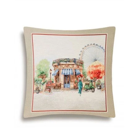 Наволочка декоративная 45*45см гобелен ВЕСЕННИЙ ПАРК Париж Колесо