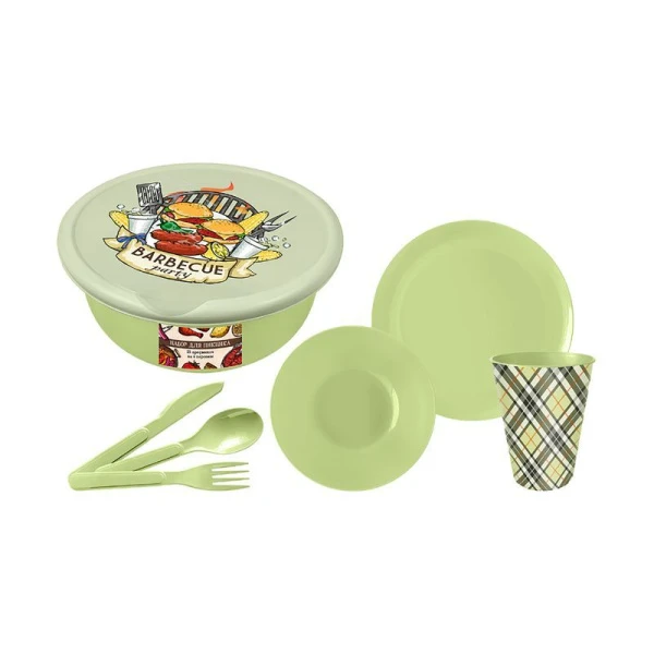 Набор для пикника 25пр на 4 персоны пластик салатовый (6) 221135520/04