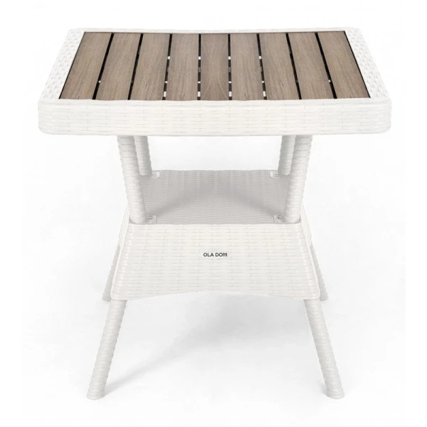 Стол 75,5*75см h80,5см пластик Rattan Ola Dom белый квадратный (1)