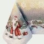 Скатерть новогодняя 140*240см гобелен МОРОЗКО бежевый фон серебряный люрекс