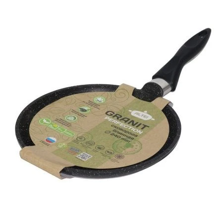 Сковорода блинная 24см алюминий АП Granit Perfection black с несъемной ручкой (12)