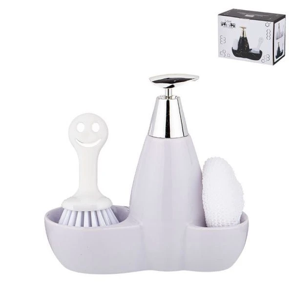 Дозатор для моющего средства с губкой 500мл 20*9*18см керамика (12)