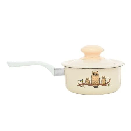 Ковш 600мл эмаль СОВЫ с крышкой (6)