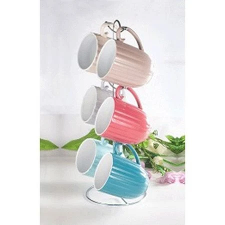 Кружки набор 6пр керамика на мет.подставке 151044-6MS (4)