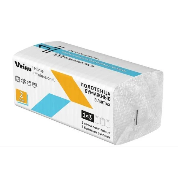 Полотенца бумажные VEIRO HOME PROFESSIONAL V-сложение 2-х слойные 132шт. 21*21,6см (20) Полотенца бумажные VEIRO HOME PROFESSIONAL V-сложение 2-х слойные 132шт. 21*21,6см (20)