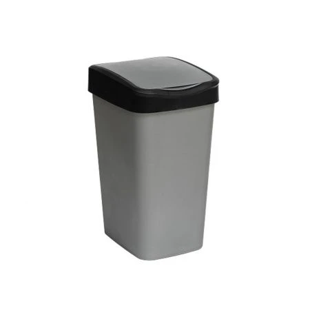 Контейнер для мусора 20л 300*232*430мм пластик Tandem сер.металлик/черный с подвижной крышкой (8)
