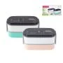 Ланч-бокс 2-х секционный 1,4л нерж.сталь/пластик салатовый, розовый, арт.2134 (36)