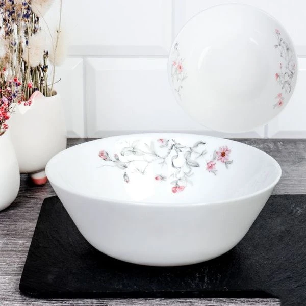 Тарелка глубокая 550мл 15,5см стеклокерамика СЕРЫЙ КУСТИК суповая LGW-60 (7318) (6/72)