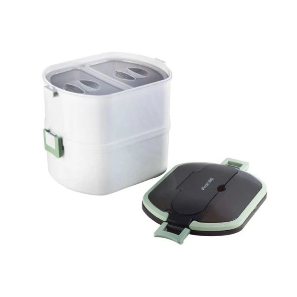 Ланч-бокс 2-х секционный 1500мл нерж.сталь/пластик зеленый, розовый, арт. 2139 (24)