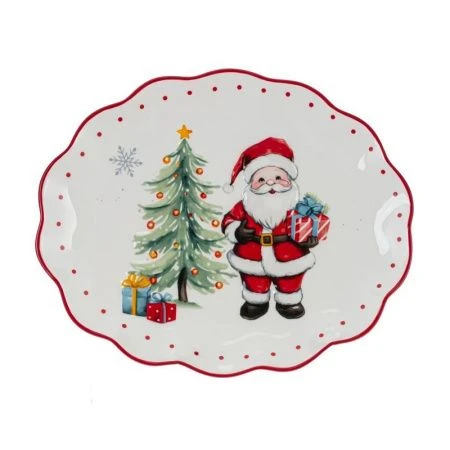 Блюдо овальное керамика 24*20*3см Новогодний подарок (12)