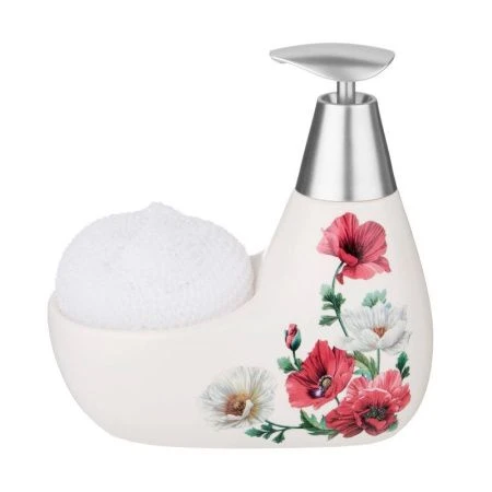 Дозатор для моющего средства с губкой 350мл керамика МАКИ 11*9*16см (24)